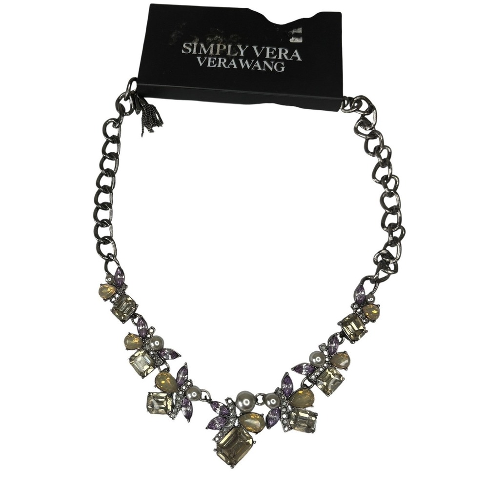 NWT Simply Vera Vera Wang Necklace Crystal Pearl Floral